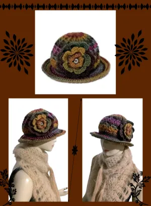 THE BROWN ÑUSTA  (an Inca princess in Quechua) HAT, handmade beanie, crochet hat, woman's size, cloché hat.