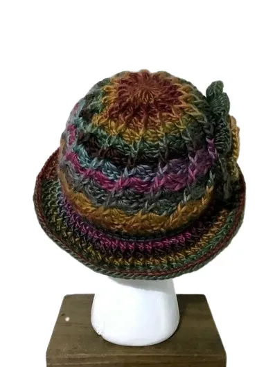 THE BROWN ÑUSTA  (an Inca princess in Quechua) HAT, handmade beanie, crochet hat, woman's size, cloché hat.