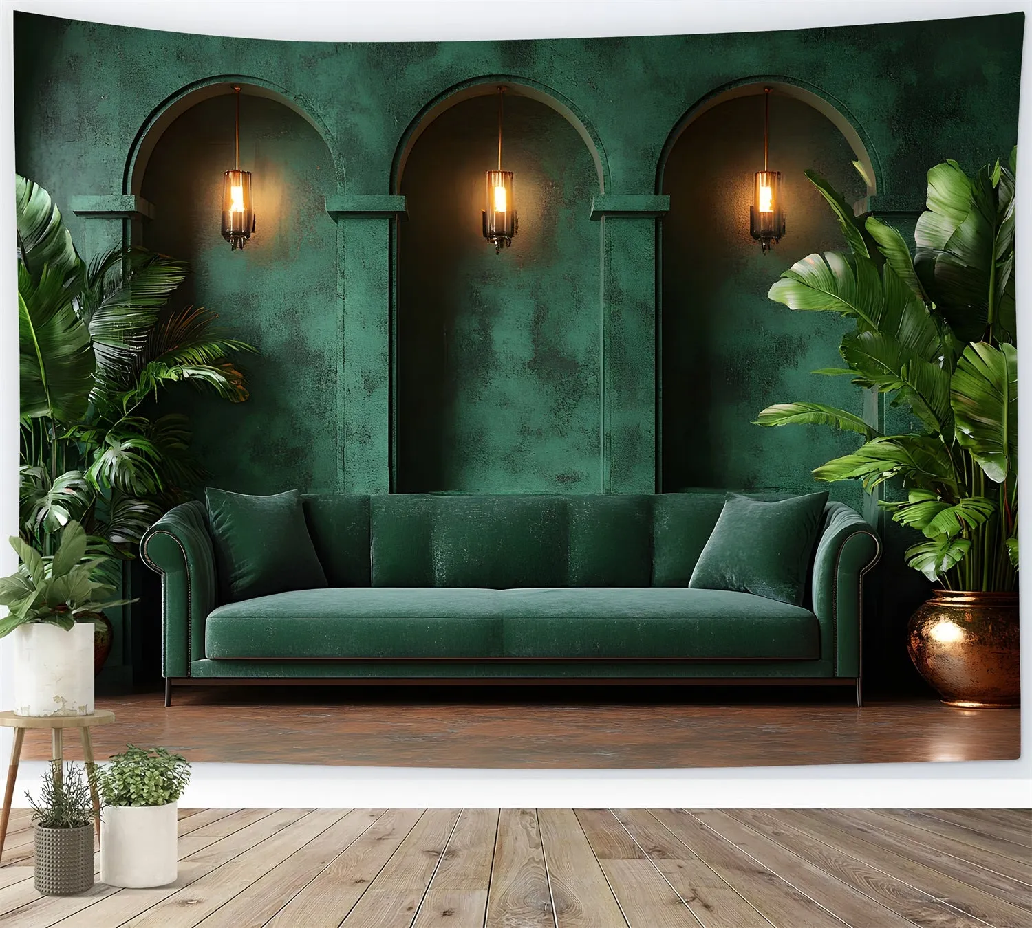 Toile de Fond Salon Vert Velours Chic RR8-410
