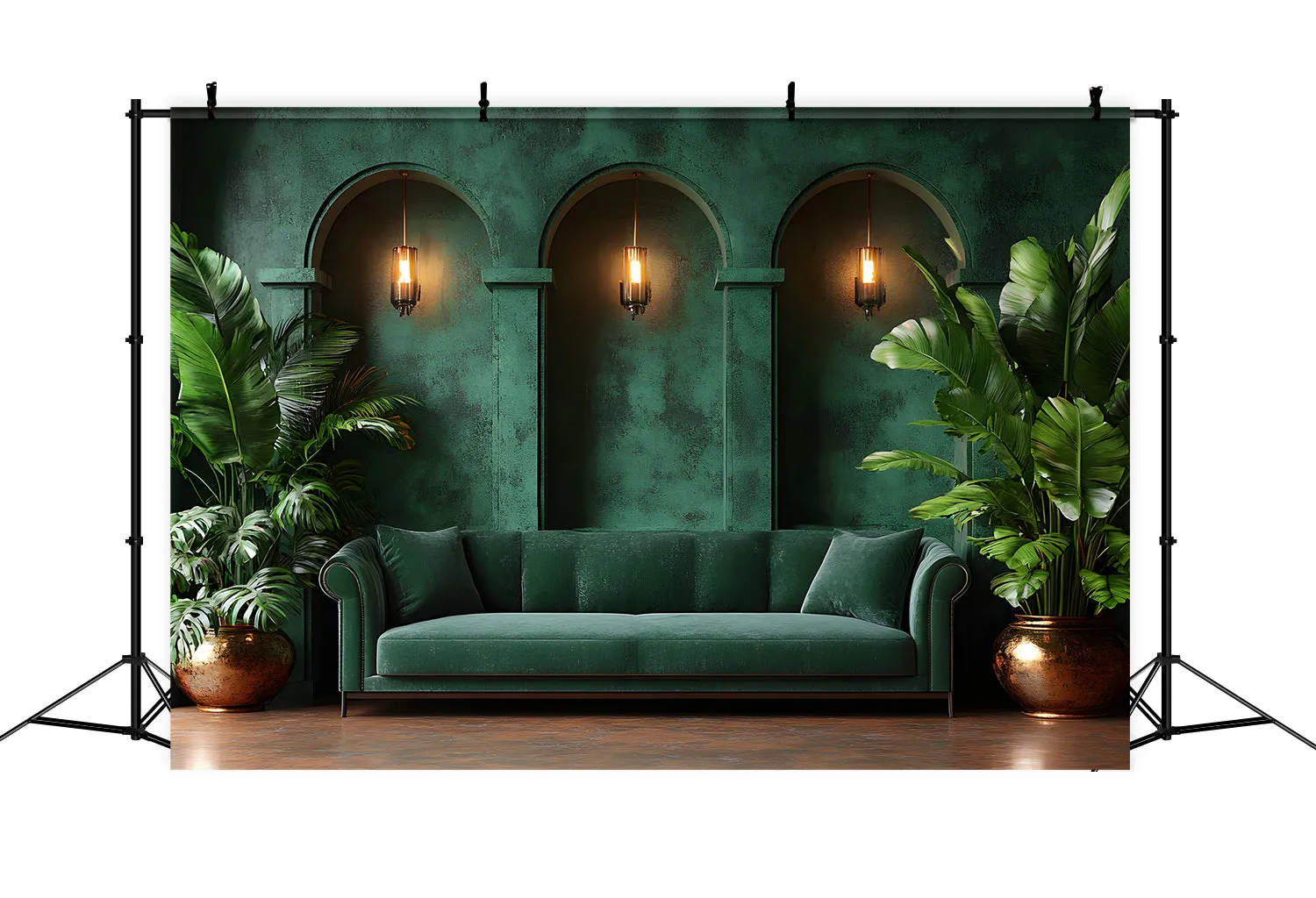 Toile de Fond Salon Vert Velours Chic RR8-410