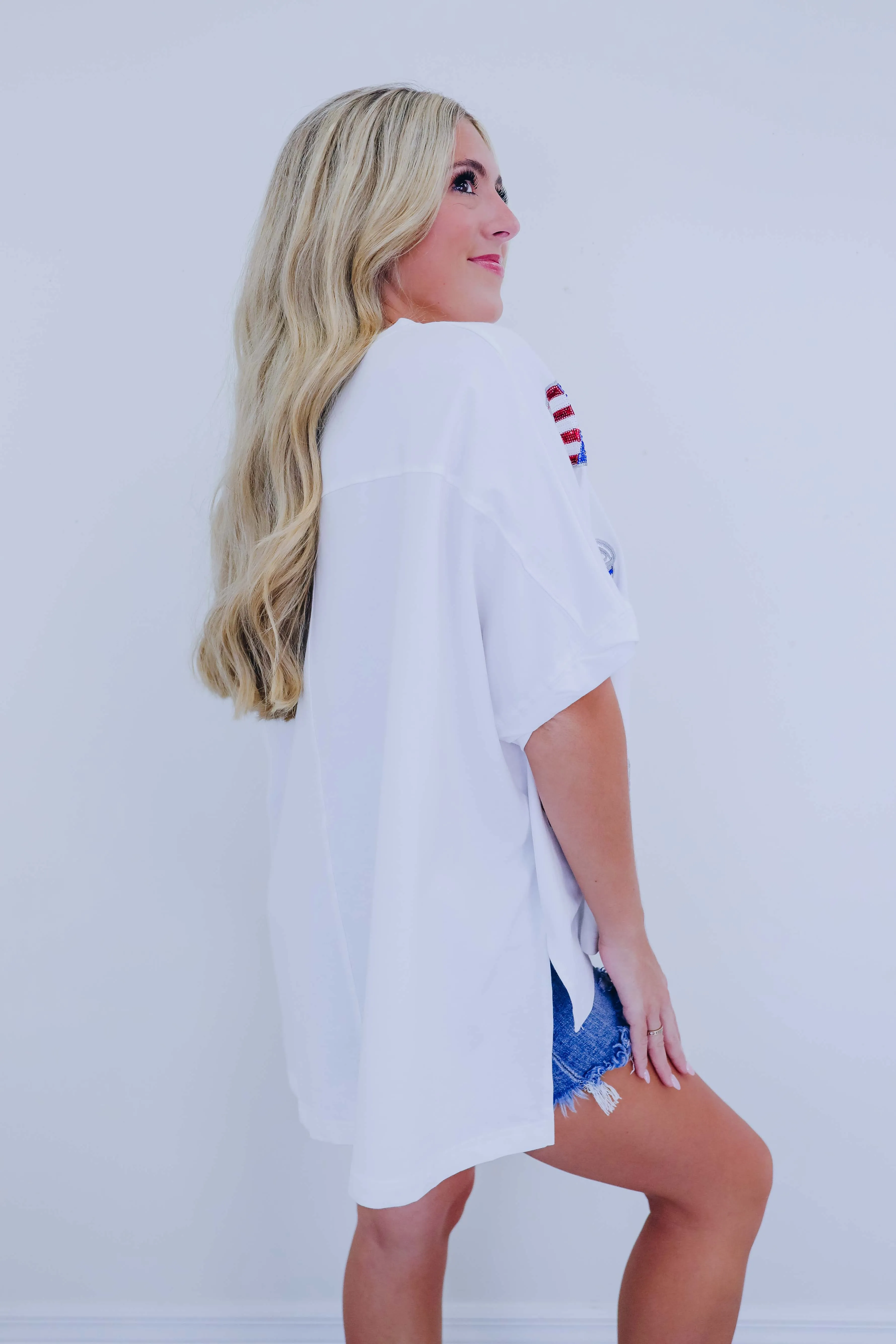 USA Can Sequin Graphic Top