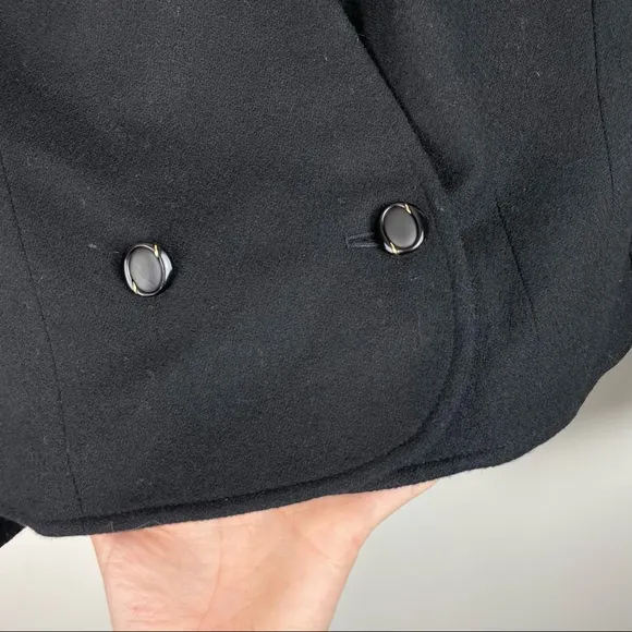 VTG Pendleton 100% Pure Virgin Wool Black Blazer Cropped Jacket Sz 10 Made in US