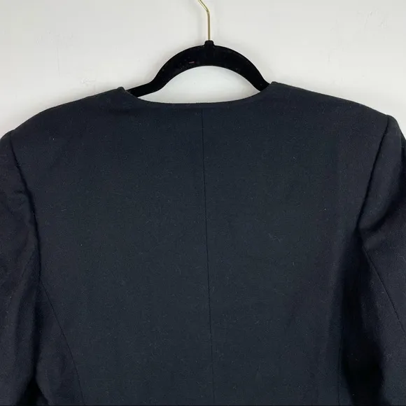 VTG Pendleton 100% Pure Virgin Wool Black Blazer Cropped Jacket Sz 10 Made in US