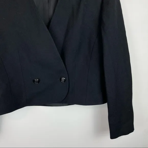 VTG Pendleton 100% Pure Virgin Wool Black Blazer Cropped Jacket Sz 10 Made in US
