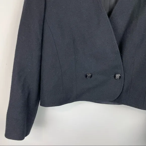 VTG Pendleton 100% Pure Virgin Wool Black Blazer Cropped Jacket Sz 10 Made in US
