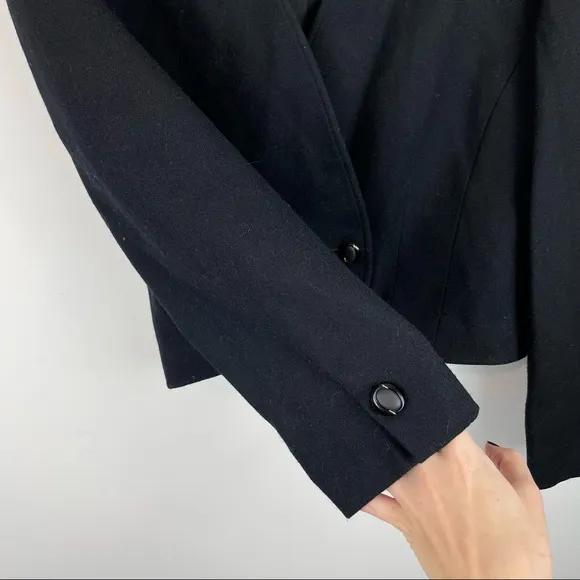 VTG Pendleton 100% Pure Virgin Wool Black Blazer Cropped Jacket Sz 10 Made in US