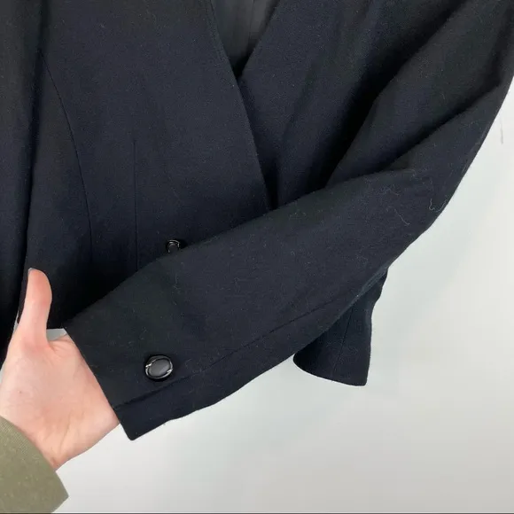 VTG Pendleton 100% Pure Virgin Wool Black Blazer Cropped Jacket Sz 10 Made in US