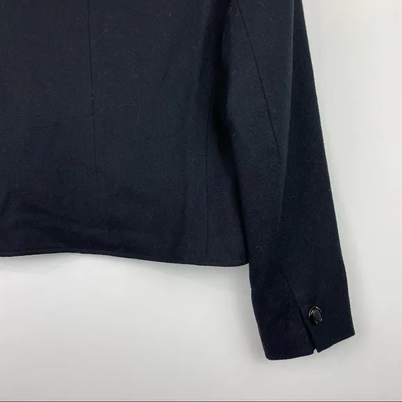 VTG Pendleton 100% Pure Virgin Wool Black Blazer Cropped Jacket Sz 10 Made in US