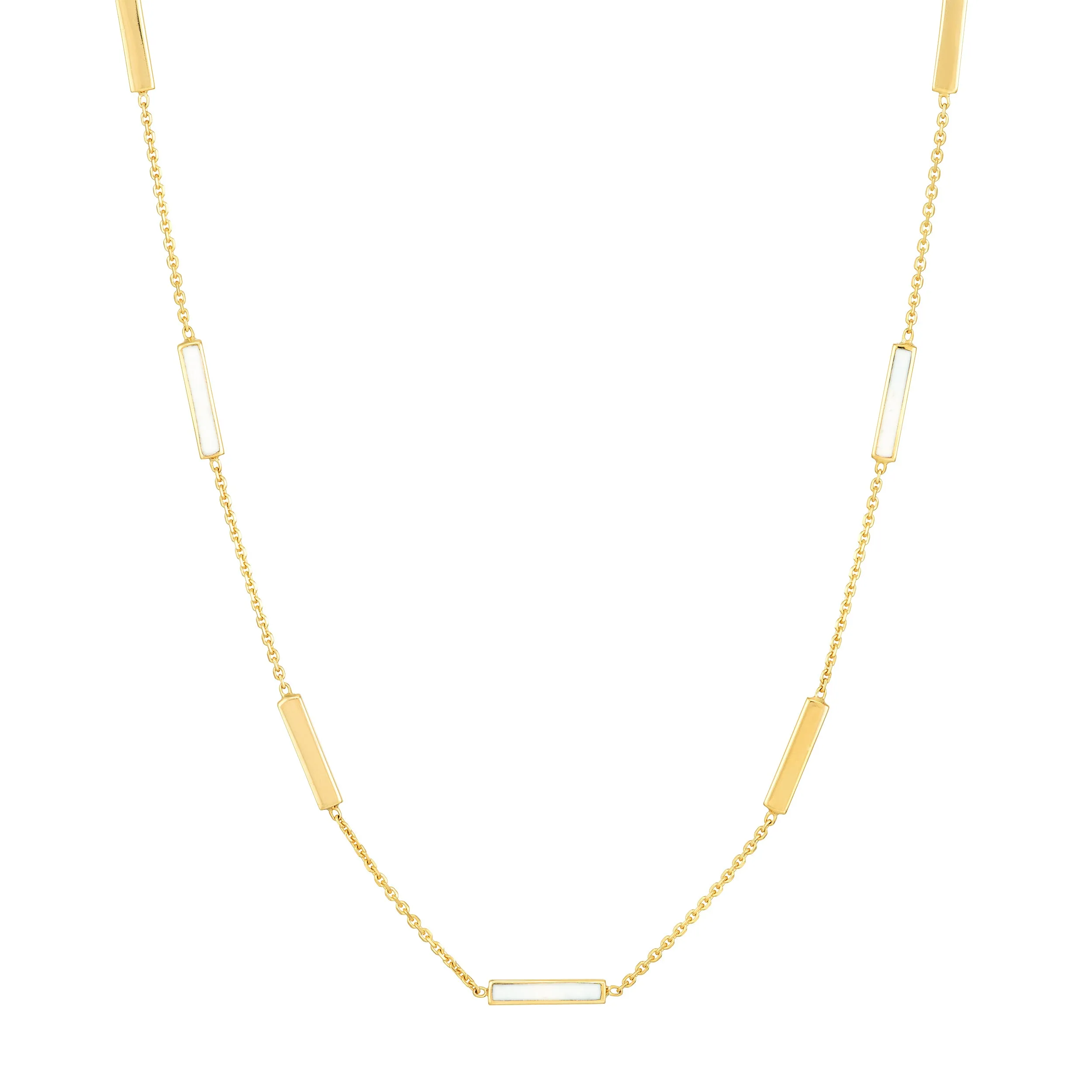 White Enamel Alternating Bar Necklace