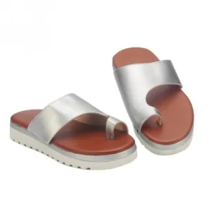 Women PU Leather Shoes Comfy Platform Flat Sole Ladies Casual Soft Big Toe Foot Correction Sandal