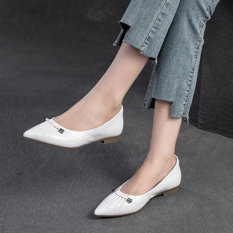 Women Stylish Soft Leather Fashion Pointed Toe Flats
