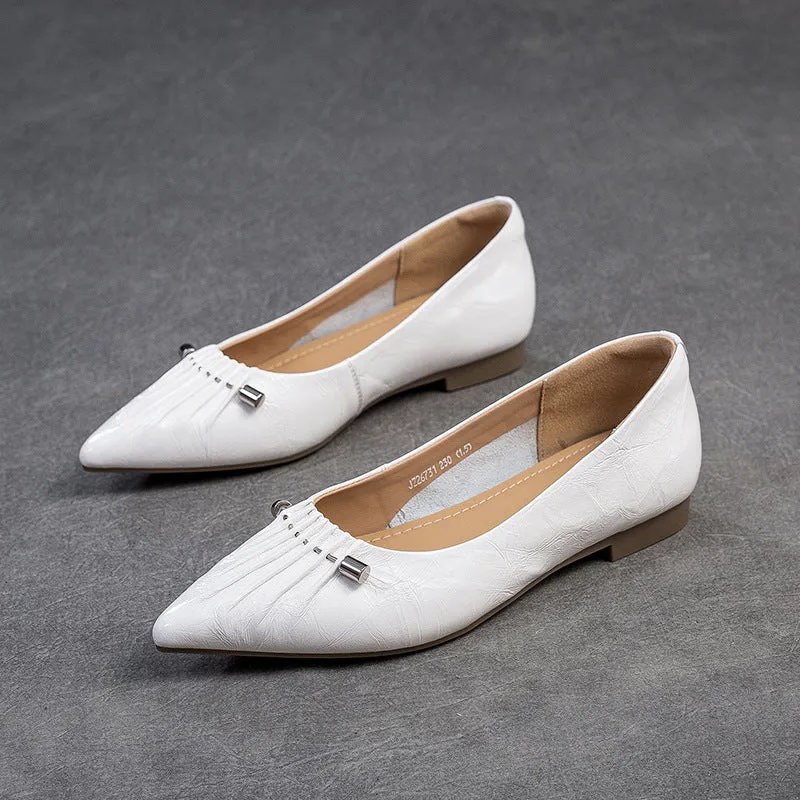 Women Stylish Soft Leather Fashion Pointed Toe Flats