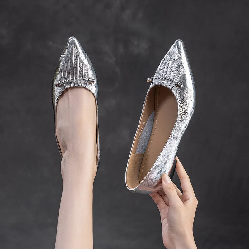 Women Stylish Soft Leather Fashion Pointed Toe Flats