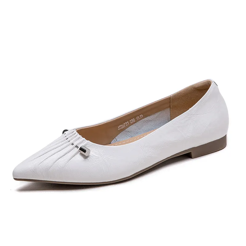 Women Stylish Soft Leather Fashion Pointed Toe Flats