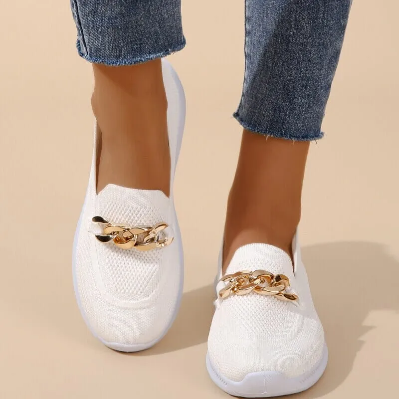 Women’s Casual Slip On Sneakers with Gold Chain Style | Perfect for Casual Days