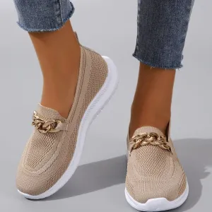 Women’s Casual Slip On Sneakers with Gold Chain Style | Perfect for Casual Days
