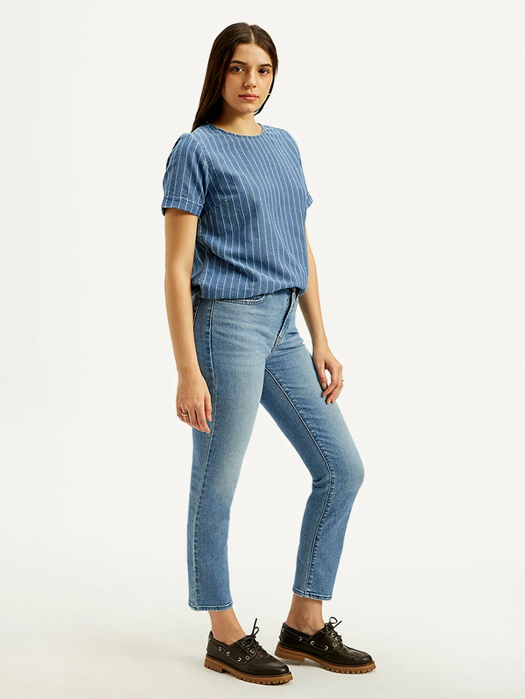 Women's Light Blue Skinny Fit High Rise Jeans