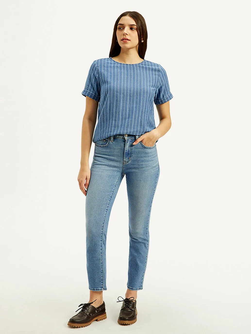 Women's Light Blue Skinny Fit High Rise Jeans