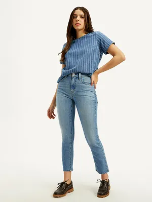 Women's Light Blue Skinny Fit High Rise Jeans